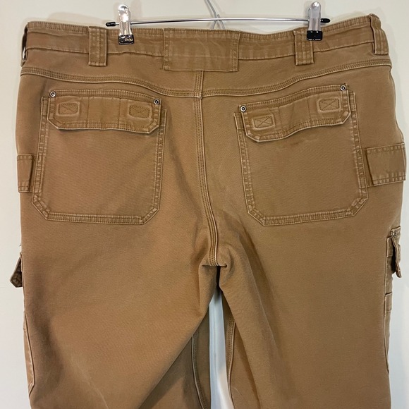 Duluth Trading Co Flex Fire Hose Fleece Lined Cargo Pants Brown Tan Mens 44x32 - Picture 6 of 9